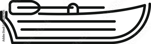 Simple vector icon of a small wooden boat with oars, ideal for representing fishing, rowing, or any water based activity
