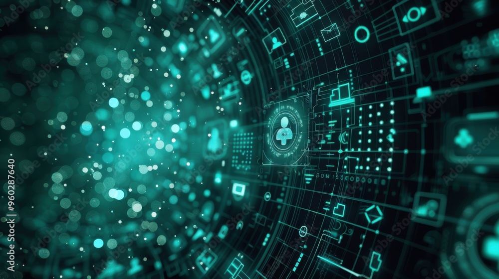 Obraz premium Futuristic Digital Interface with Data Icons
