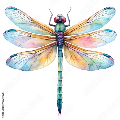 dragonfly on white background photo