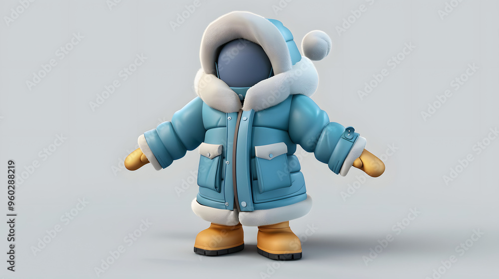 Naklejka premium Winter Coat Winter elements icon 3D Cartoon