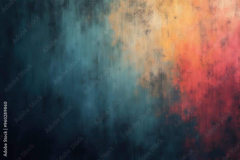 Abstract Painted Wall with Teal, Orange, and Red Hues Abstract Painted Wall with Teal, Orange, and Red Hues