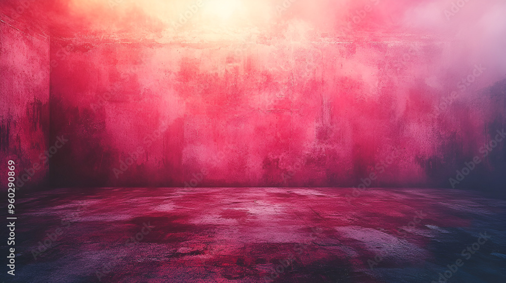 Fototapeta premium Vibrant abstract background featuring a textured wall with deep pink and red hues illuminated by a soft light
