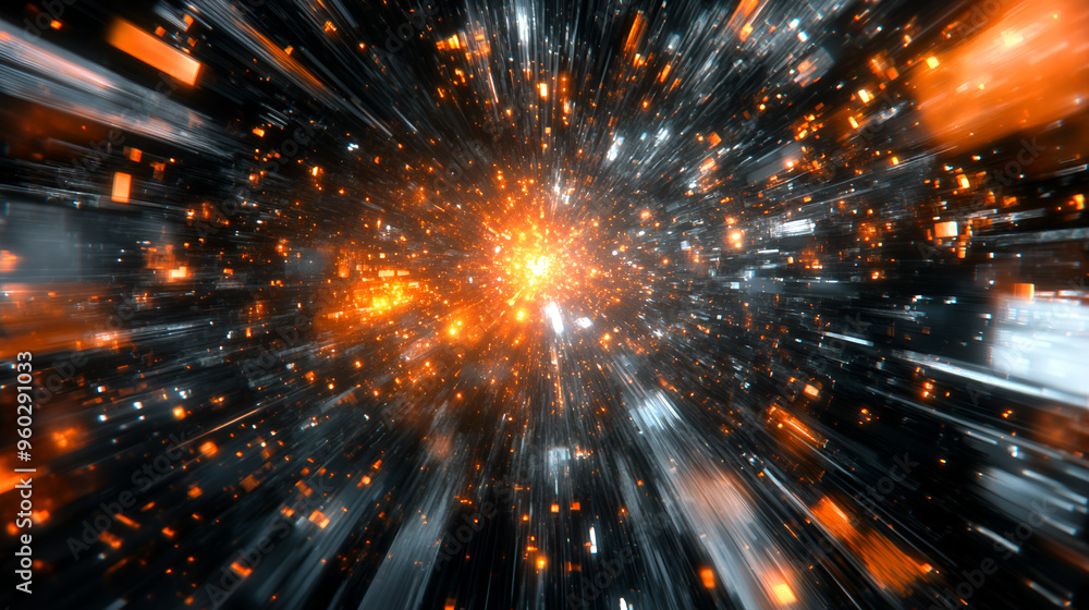 A vibrant display of bursts and lines illustrating dynamic motion through a cosmic landscape of light and color A vibrant display of bursts and lines illustrating dynamic motion through a cosmic landscape of light and color