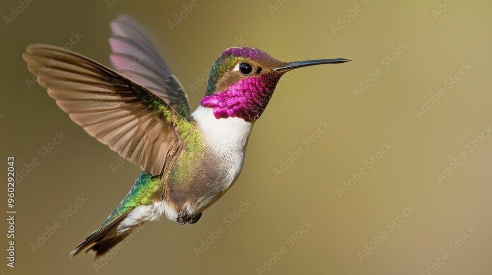 Naklejka premium Vibrant Hummingbird in Flight Captures Nature s Elegance