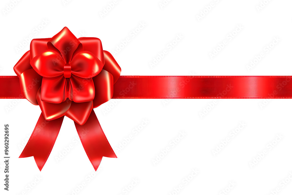 Red Ribbon Bow Realistic shiny satin with shadow horizontal ribbon for decorate, isolated on white background, PNG Red Ribbon Bow Realistic shiny satin with shadow horizontal ribbon for decorate, isolated on white background, PNG