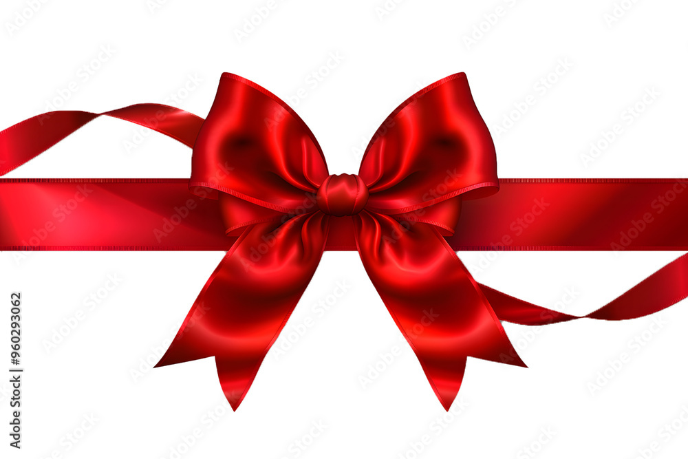 Red Ribbon Bow Realistic shiny satin with shadow horizontal ribbon for decorate, isolated on white background, PNG Red Ribbon Bow Realistic shiny satin with shadow horizontal ribbon for decorate, isolated on white background, PNG