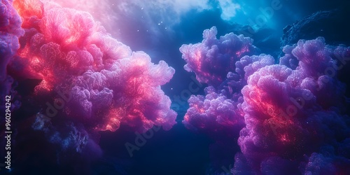 Bioluminescent Coral Reef Nebula   Ethereal Underwater Celestial Landscape with Glowing Coral
