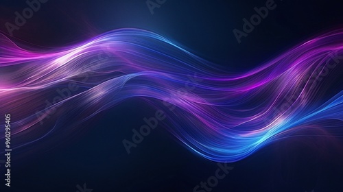 Wallpaper Mural A vibrant abstract wave of colorful light, blending shades of purple and blue against a dark background, creating a mystical atmosphere. Torontodigital.ca