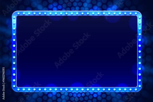 Light frame label, event bar casino, show signboard. Vector illustration