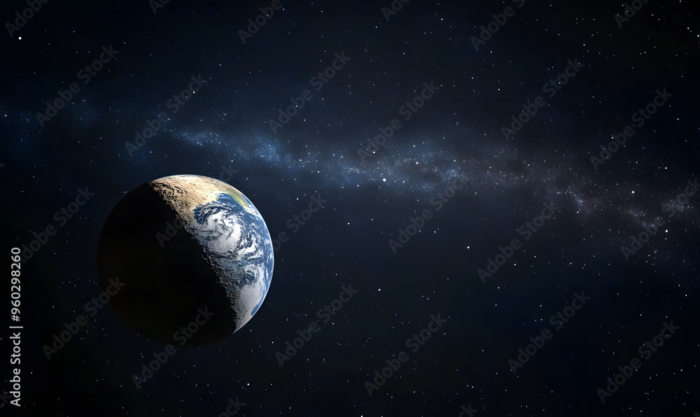 Fototapeta premium graphics of space, planets, and astronauts on a white background.