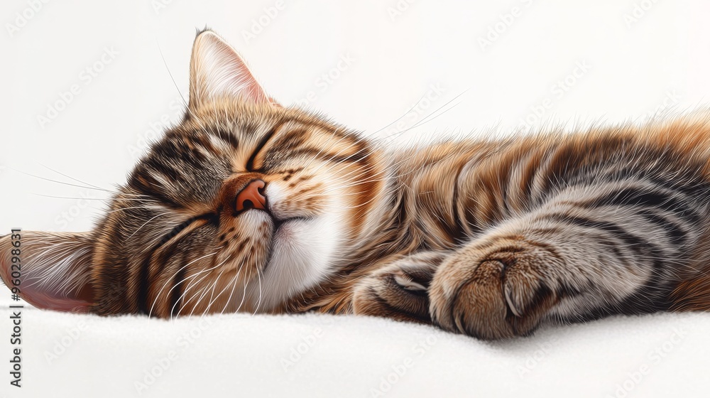 The cat is sleeping comfortably and healthily. The cat is sleeping comfortably and healthily.
