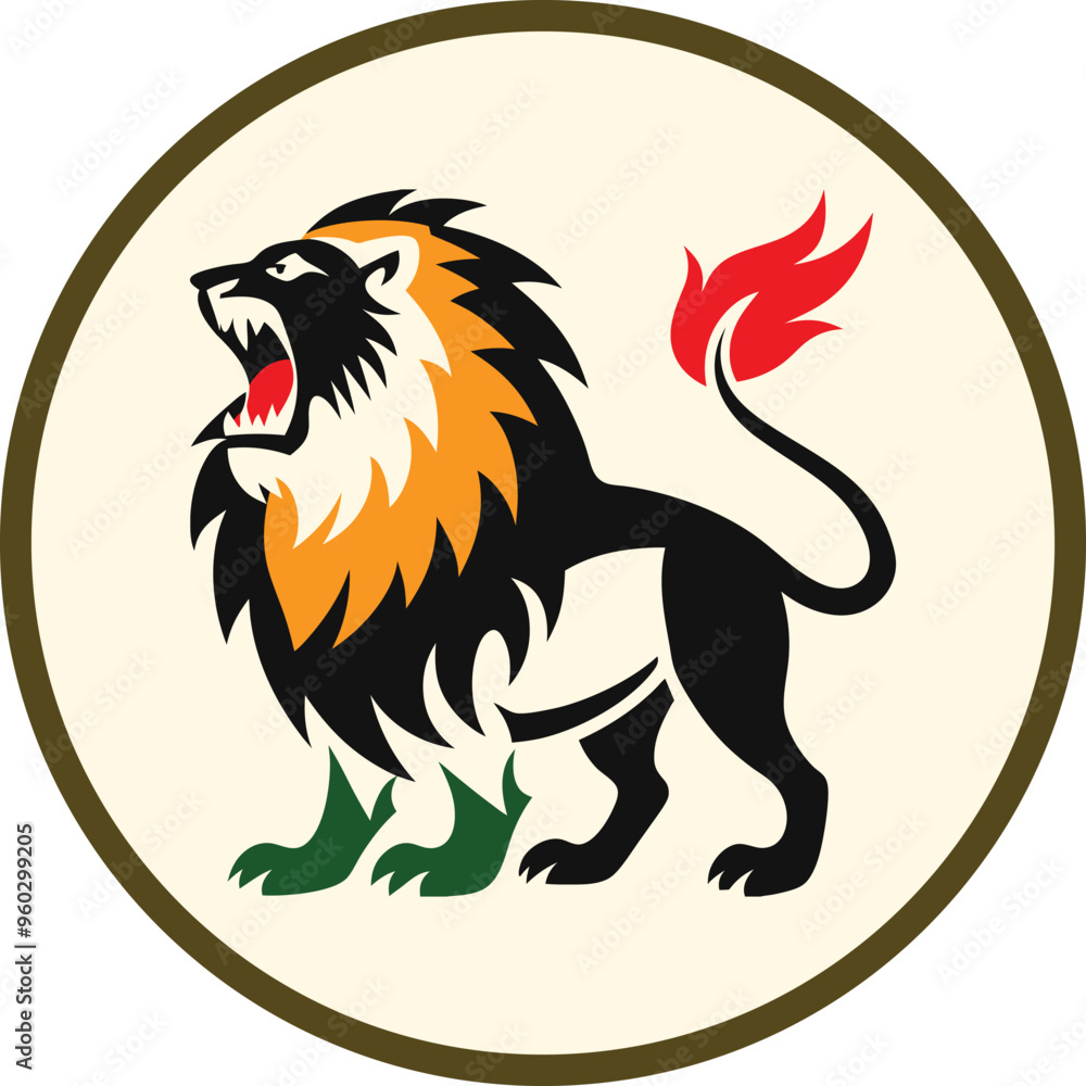 Fototapeta premium A majestic lion face showcasing strength power and pride with piercing eyes and a flowing mane 