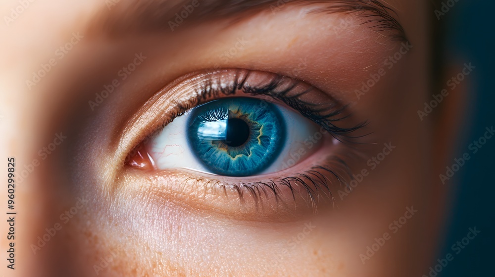Closeup of a vibrant blue human eye Closeup of a vibrant blue human eye