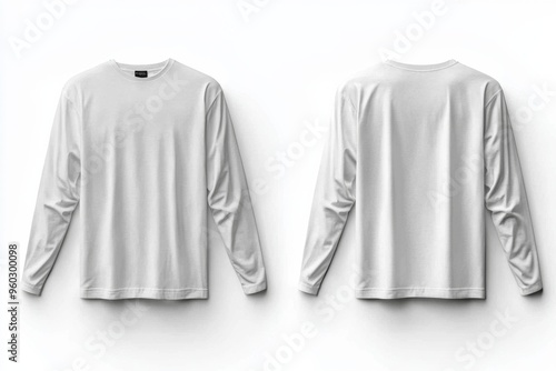 Wallpaper Mural White Long Sleeve Tshirt Mockup Isolated created with Generative AI Torontodigital.ca
