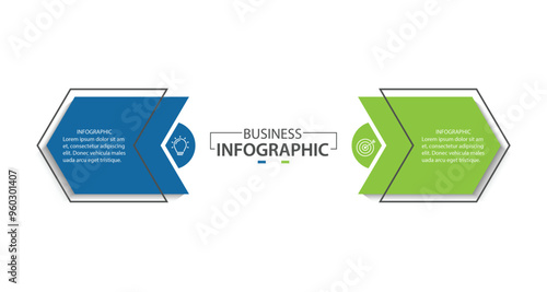 Business infographic template. 2 Step timeline journey. Process diagram, Infographic elements vector illustration.