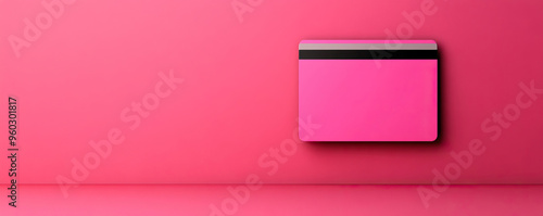A vibrant pink credit card against a matching pink background, perfect for showcasing modern payment concepts and minimalistic design.