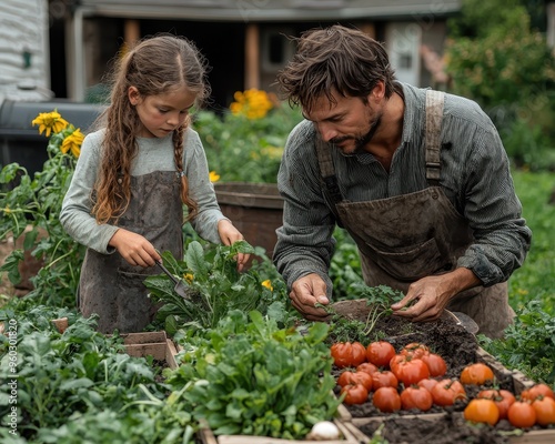 Wallpaper Mural Family Bonding Moments: Parents and Children Gardening Together in Backyard Oasis Torontodigital.ca