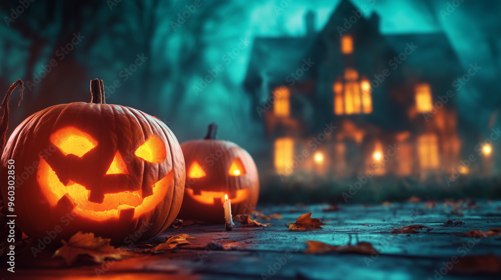 halloween background with pumpkin and bats | foggy | dark | mysterious | gothic halloween background with pumpkin and bats | foggy | dark | mysterious | gothic