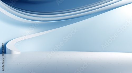 Mesmerizing abstract composition featuring fluid undulating curves in a vibrant blue palette  The dynamic geometric shapes and lines create a sense of movement and architectural elegance