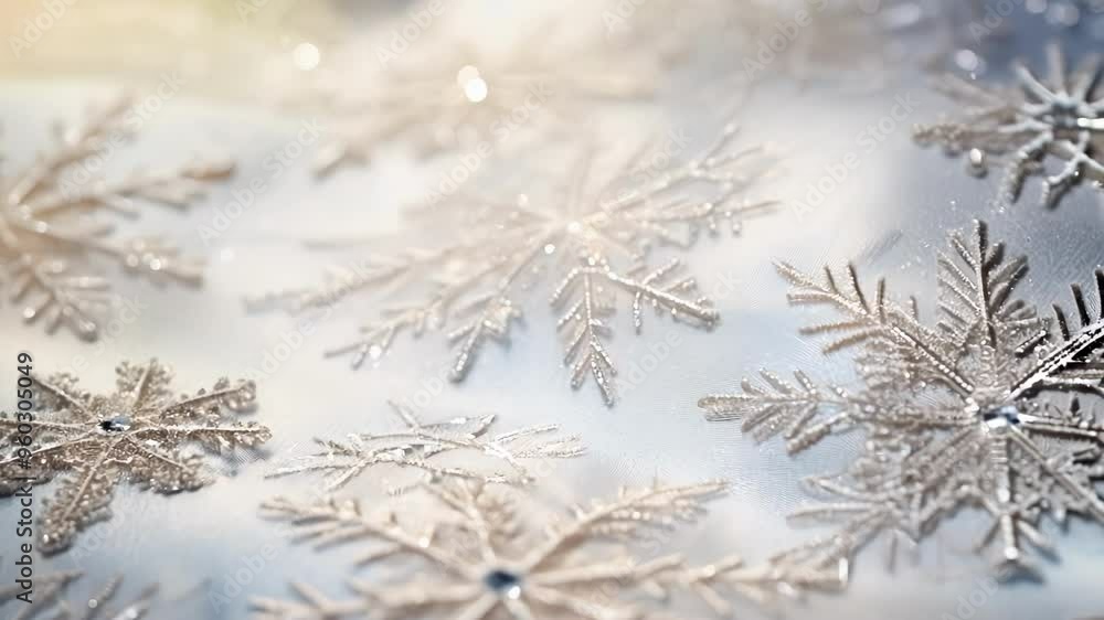 White lace fabric embroidered with silver snowflakes sparkling in the sun, creating a delicate and festive christmas background White lace fabric embroidered with silver snowflakes sparkling in the sun, creating a delicate and festive christmas background