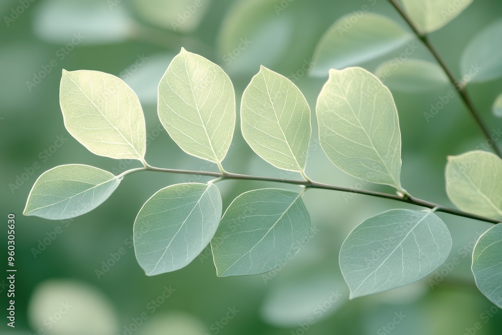 Fototapeta premium Delicate Green Leaves on Soft Background