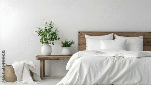 Rustic charming bedroom with soft morning light