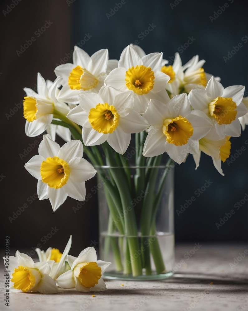 Springtime Bouquet of White Daffodils with Yellow Centers. Springtime Bouquet of White Daffodils with Yellow Centers.