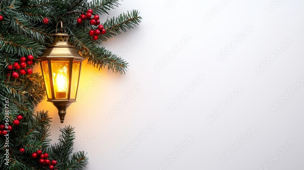Christmas holiday background with glowing lantern. Merry Christmas and Happy New Year festive colorful composition. Xmas banner and holiday poster Christmas holiday background with glowing lantern. Merry Christmas and Happy New Year festive colorful composition. Xmas banner and holiday poster