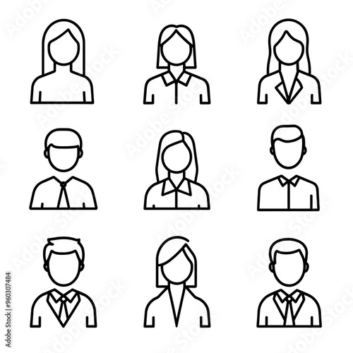 User profile icon set. Profile, people silhouette, person, avatar, sign up button vector collection