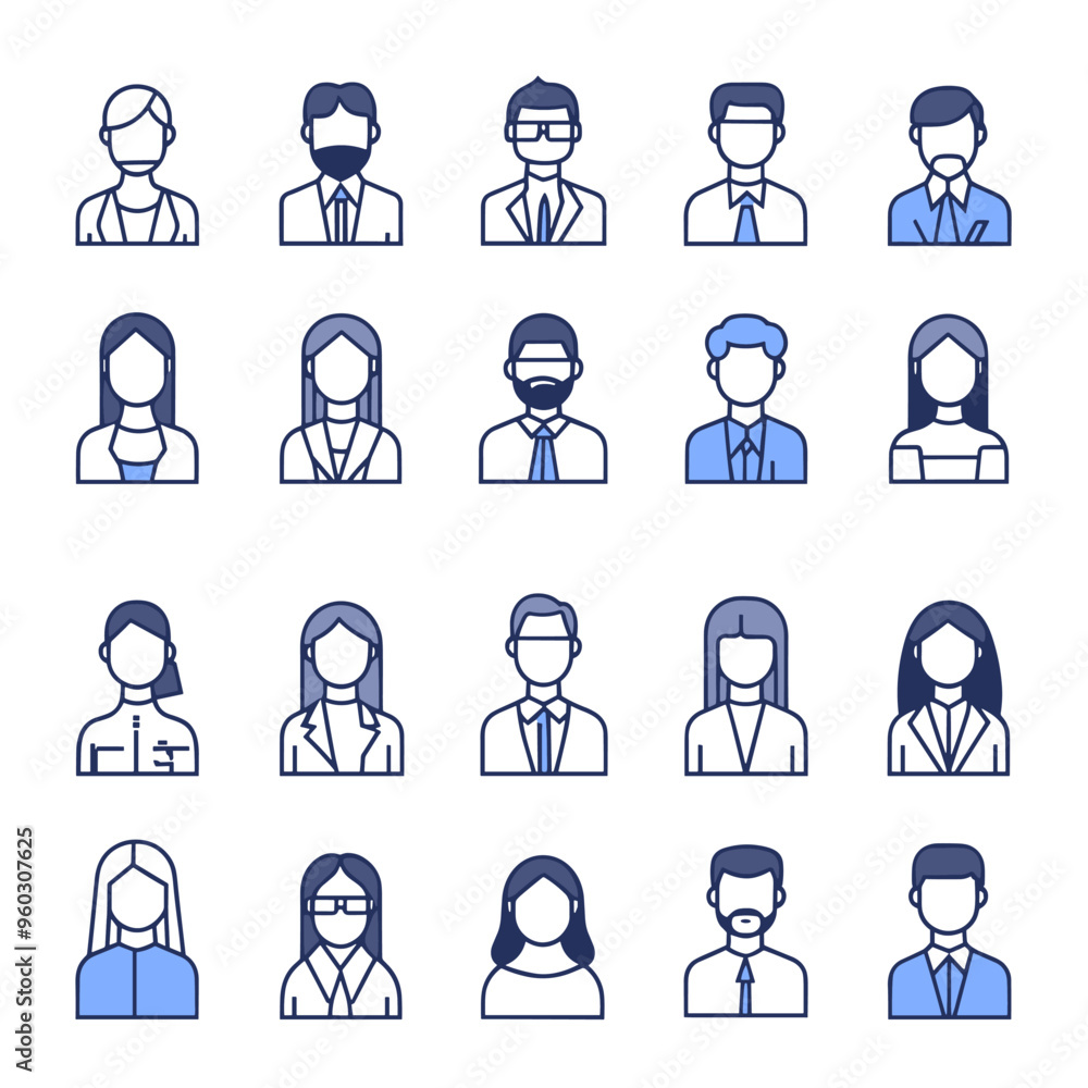 User profile icon set. Profile, people silhouette, person, avatar, sign up button vector collection User profile icon set. Profile, people silhouette, person, avatar, sign up button vector collection