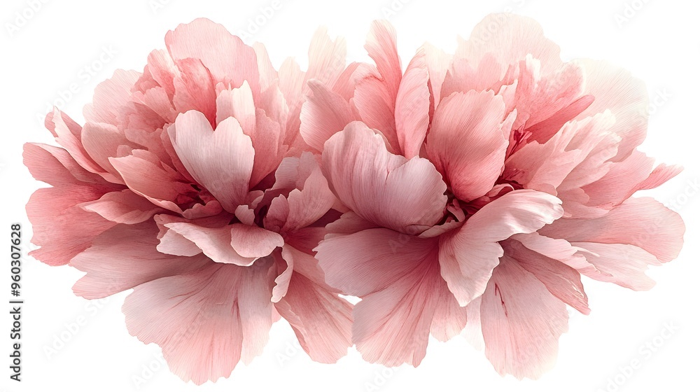 Pink peony flower, petals arranged in a symmetrical pattern, isolated on white, watercolor style, soft pastel tones, airy and light composition, suitable for beauty or feminine designs. Pink peony flower, petals arranged in a symmetrical pattern, isolated on white, watercolor style, soft pastel tones, airy and light composition, suitable for beauty or feminine designs.