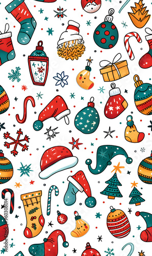 New Year and Christmas 2d cartoon or graphic advertising background, Seamless pattern