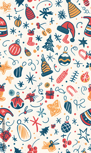 New Year and Christmas 2d cartoon or graphic advertising background, Seamless pattern
