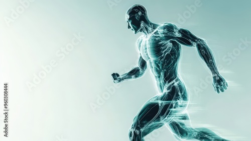 Muscular body shape workout on blank slate background copy space for text plain background showcasing energy and movement