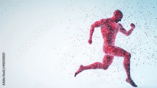 Digital technology concept for sport training featuring athlete on copy space background promoting fitness and healthy lifestyle