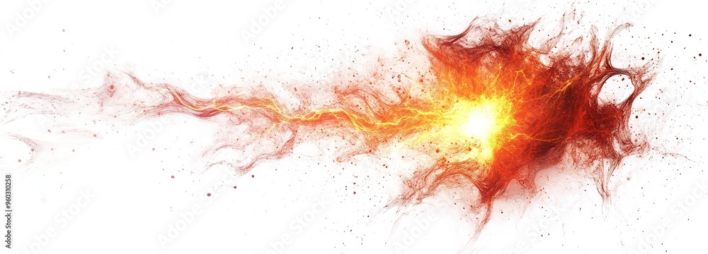 Dynamic depiction of fiery lightning streaks illuminating a dark background, showcasing energy and motion in a vivid display Dynamic depiction of fiery lightning streaks illuminating a dark background, showcasing energy and motion in a vivid display