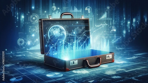 a briefcase with a globe on the top of it