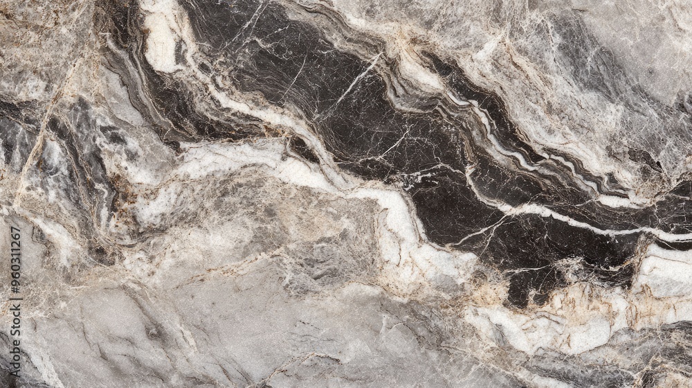 Fototapeta premium Smooth marble stone background with subtle gray veins running through the surface, creating an elegant texture