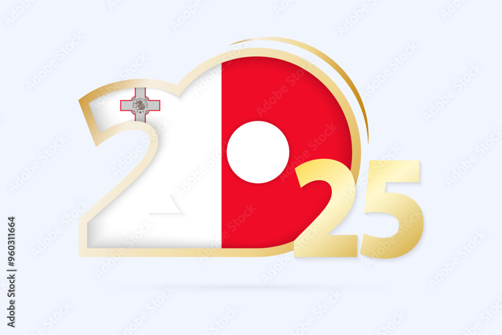 Year 2025 with Malta Flag pattern. Year 2025 with Malta Flag pattern.