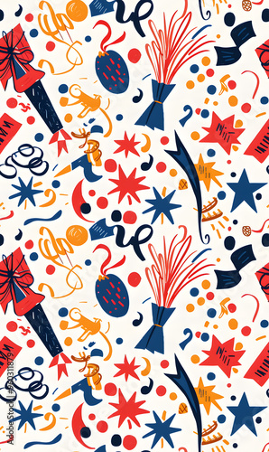 New Year and Christmas 2d cartoon or graphic advertising background, Seamless pattern