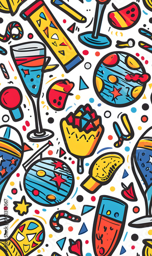 New Year and Christmas 2d cartoon or graphic advertising background, Seamless pattern