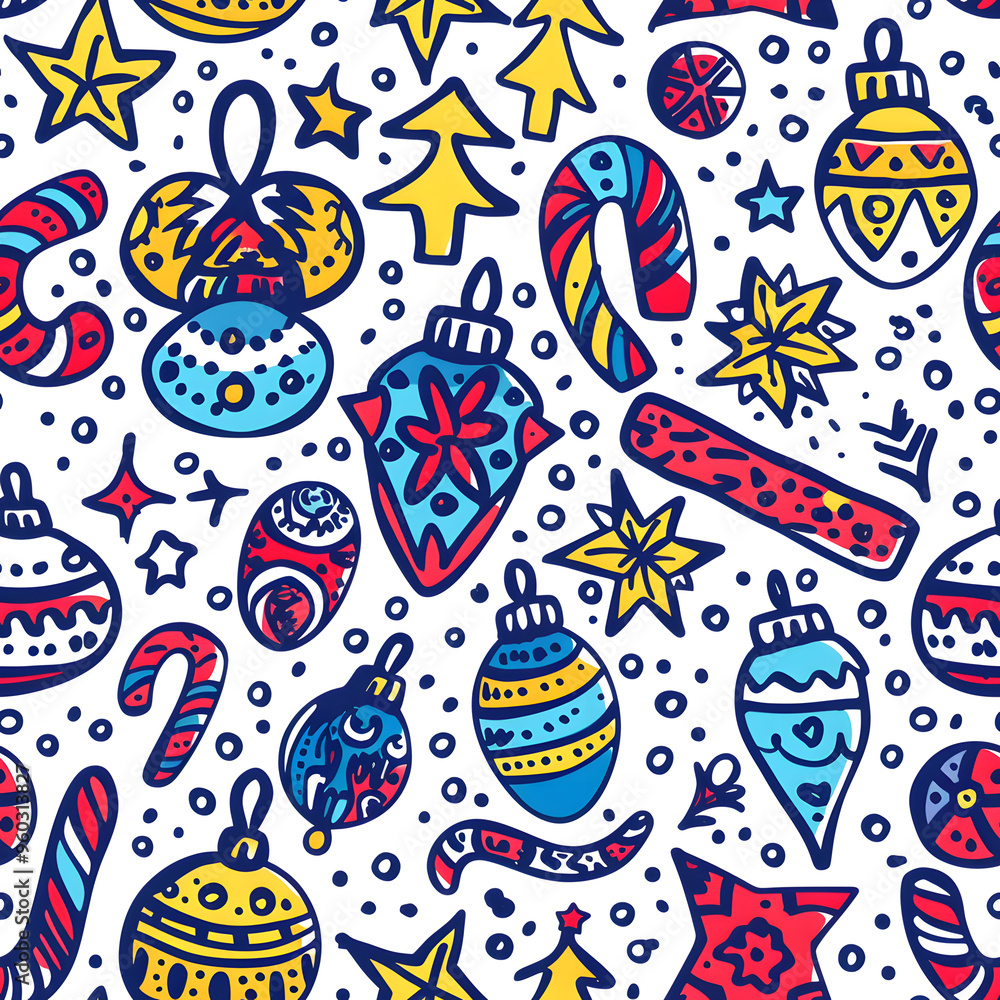 New Year and Christmas 2d cartoon or graphic advertising background, Seamless pattern New Year and Christmas 2d cartoon or graphic advertising background, Seamless pattern