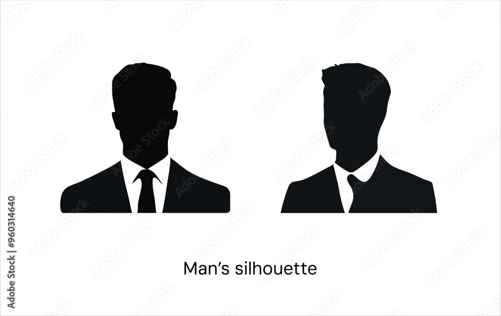 Set of men's silhouette profile. Avatar. Vector Illustration. Human face side silhouette. Business man silhouette. Man's portrait Set of men's silhouette profile. Avatar. Vector Illustration. Human face side silhouette. Business man silhouette. Man's portrait