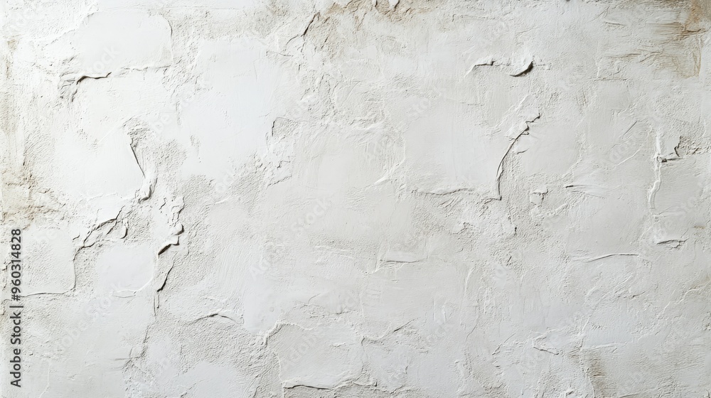 Fototapeta premium Textured stucco white wall with a rustic finish, providing a versatile backdrop for creative designs.