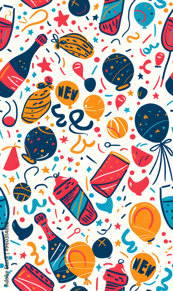 New Year and Christmas 2d cartoon or graphic advertising background, Seamless pattern New Year and Christmas 2d cartoon or graphic advertising background, Seamless pattern