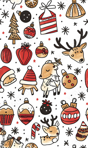 New Year and Christmas 2d cartoon or graphic advertising background, Seamless pattern