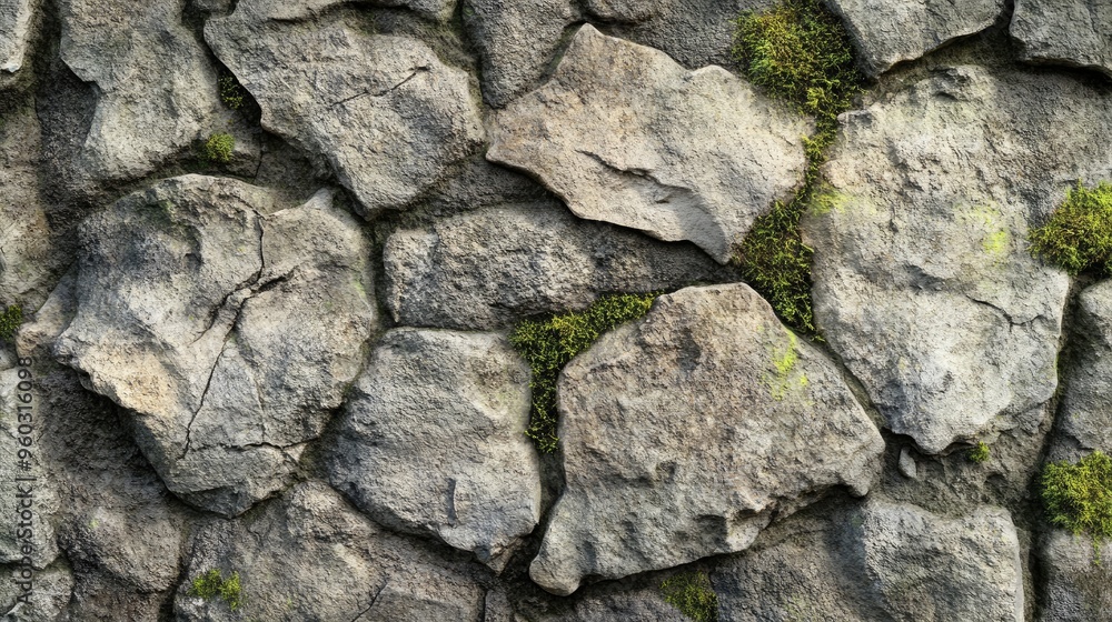 Weathered stone background with cracks, crevices, and moss patches, conveying an aged, natural feel. Weathered stone background with cracks, crevices, and moss patches, conveying an aged, natural feel.