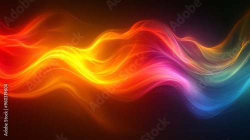 Wallpaper Mural Colorful abstract waves of light moving gracefully across a dark background, creating a vibrant visual flow Torontodigital.ca