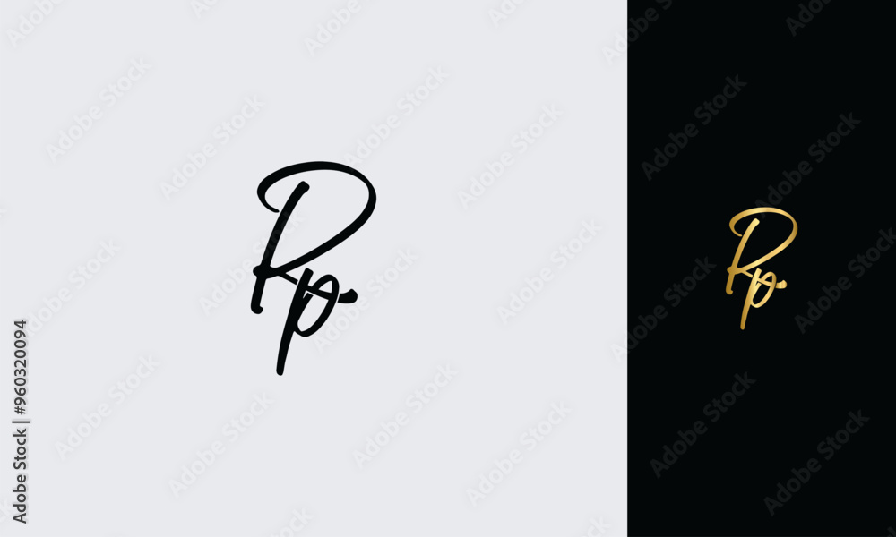 Initial letter RP luxury golden color,overlapping Shape Signature Monogram elegant monogram logo Initial letter RP luxury golden color,overlapping Shape Signature Monogram elegant monogram logo
