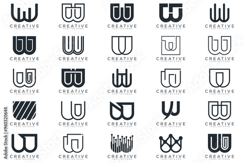 Mega logo collection, Abstract letter W logo design. icons for business	
 photo